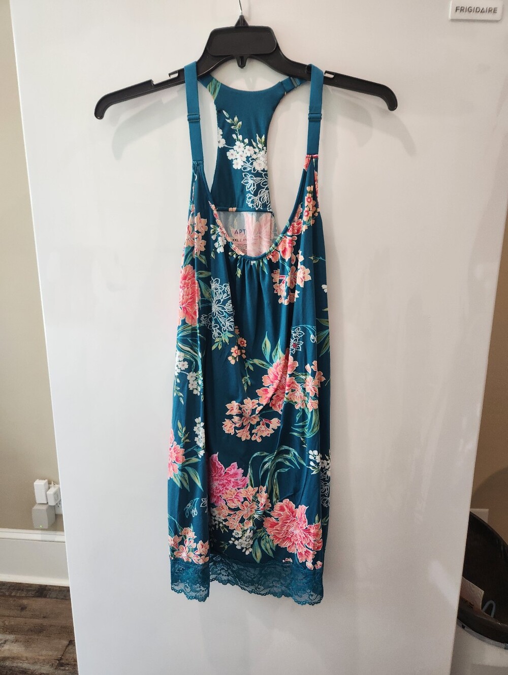 Apt. 9 Teal Floral Tank Gown With Pink and Coral Flowers